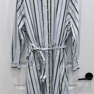 Lane Bryant Navy and Yellow Striped Blouse